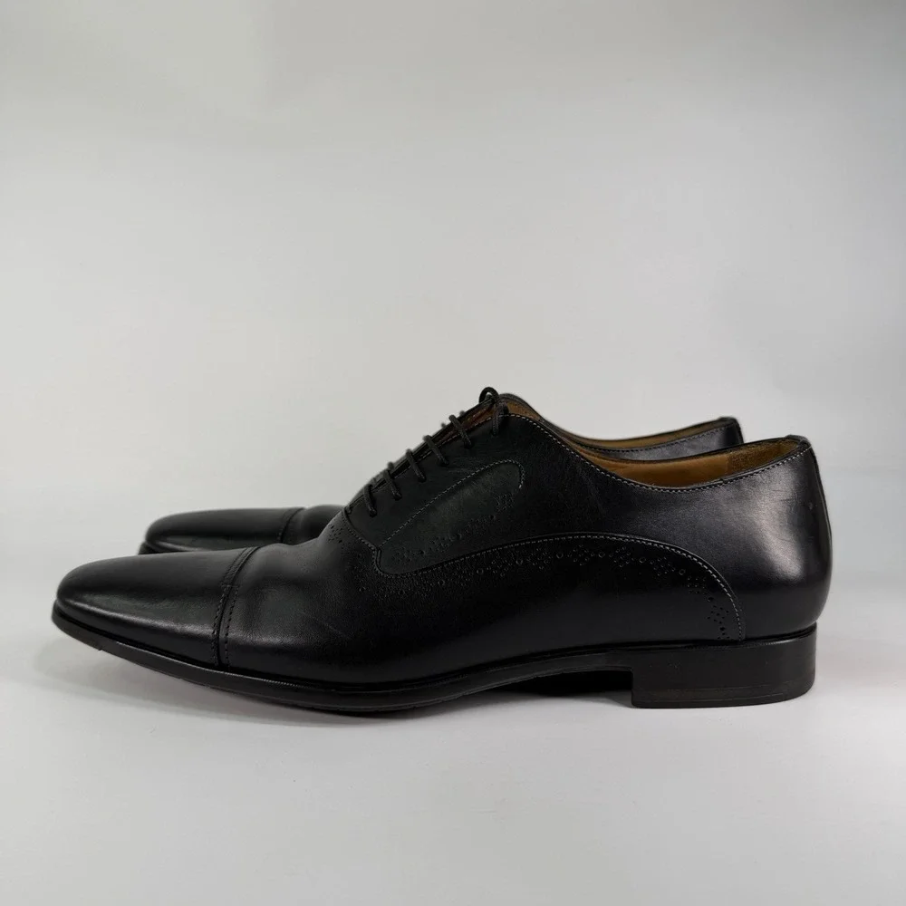 Santoni Cap Toe Dress Shoes Mens 8 D Leather Oxfords Brogue Quiet Luxury Italy